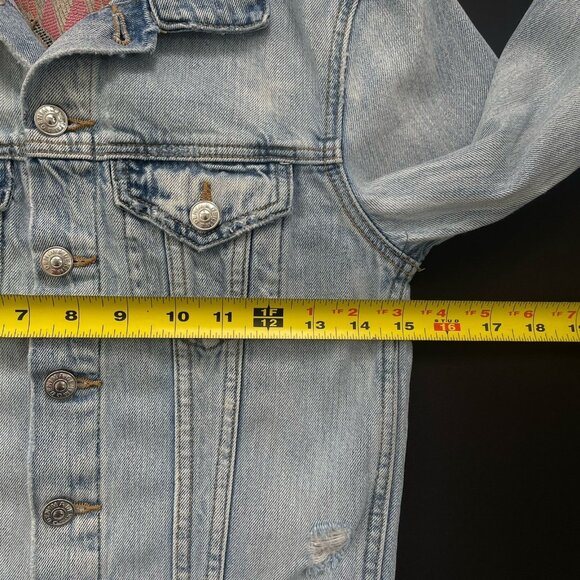 H&M x Coachella Women’s 4 Denim Jean Crop Distressed Jacket Small Button Up - Picture 5 of 9